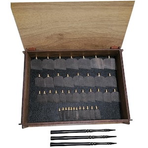 Arabische Kalligraphie Thuluth Pen-Set, Ebenholz Professionelle Stifte, (2-40 mm) 39 Spitzen, 3 Halter und eingelegte Holzkiste
