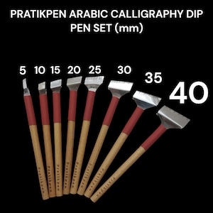 Set di penne per calligrafia araba (5-10-15-20-25-30-35-40 mm), penne per calligrafia della cultura islamica, penne Thuluth