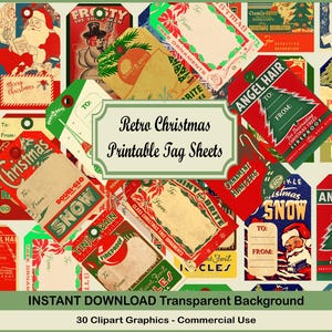 Retro Christmas Tree Ornaments shiny Brite 2.5x4 Christmas Tags 5 printable sheets, ephemera for scrapbooking and other crafts....
