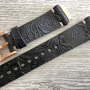 Samsung Galaxy Watch Band, Series 40mm 44mm, Leather Samsung Galaxy Watch Band, Galaxy Watch Band, Galaxy Watch leather Band - Black -