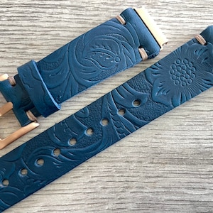Samsung Galaxy Watch Band, Series 40mm 44mm, Leather Samsung Galaxy Watch Band, Galaxy Watch Band, Galaxy Watch leather Band - Blue -