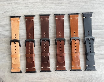 Handmade Apple Watch Band, Custom Leather Bands, 49-42-45-46-38-44-41-40 mm Series 11, 10, 9, 8, 7, 6, 5, 4, 3, 2, 1, SE, ULTRA,
