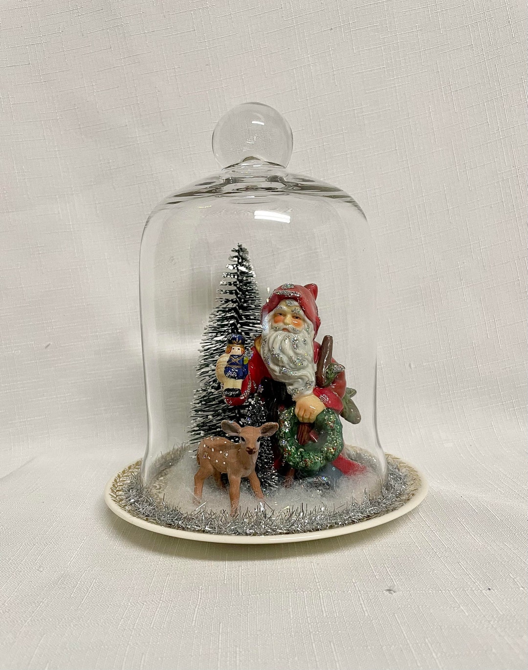 Beautiful Vintage Old World Santa Christmas Glass Dome - Etsy
