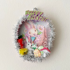 Felt Bunny Easter Ornament: Vintage-Style Chick, Carrot & Mushroom