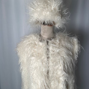 Vintage styled White Fur Vest And Hat
