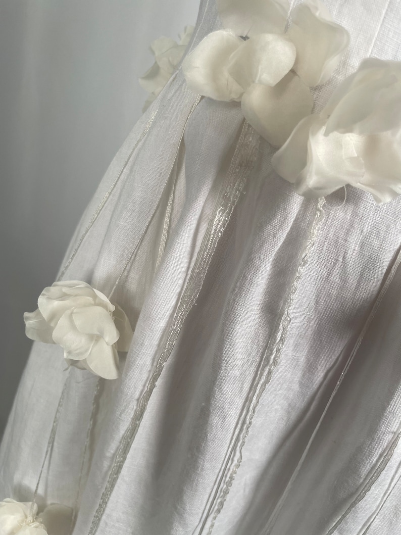 White Linen Flower Bridal Dress Etsy — free download