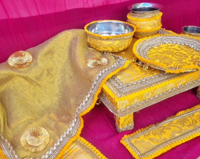 Mustard Miyan Set, Maiyan Ceremony, Indian Wedding, Maiyan Set, Maiyan ...