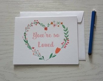 Set of 10 You're So Loved Greeting Note Card