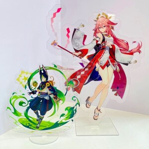 Acrylic Stand Custom Transparent Decoration Souvenir Birthday Gift Pet Cat Dog Keychain Anime Character Cartoon Gen Shin Impact