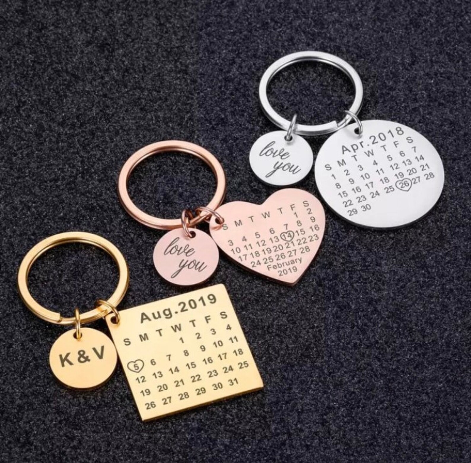 Schlüsselanhänger mit Datum Kalender Schlüsselanhänger  Etsy