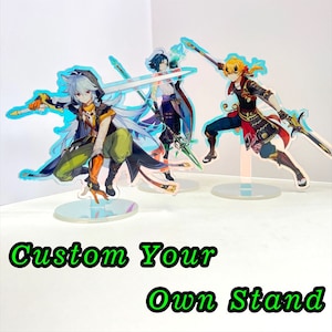 Transparent Decoration Souvenir Birthday Gift Pet Cat Dog Keychain Anime Character Cartoon Gen Shin Impact Acrylic Stand Custom