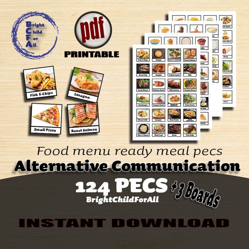 Pecs Food Menu 124 Cards With High Quality Real Pictures For Alternative Communication Autism Visual Schedule Pdf Printable Download Toys Learning School Safarni Org