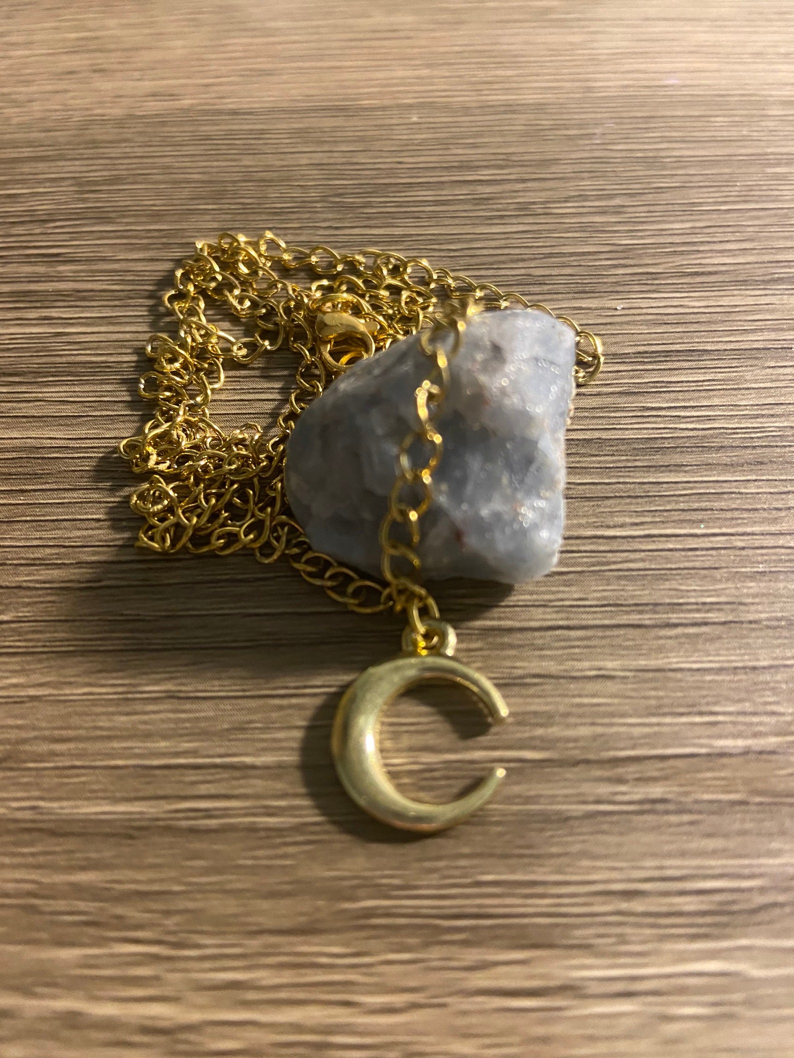 Gold moon charm necklace chain is real 18k gold tarnish Etsy