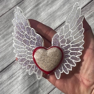 Ashes Heart & Angel Wing Keepsake: Resin Memorial Ornament