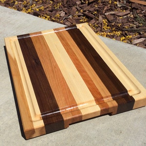 Multi Hardwood (Walnut, Maple, Cherry) edge grain Cutting Board/ Chopping Block/ Serving tray.