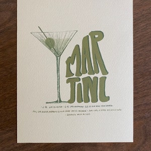Martini | Cocktail Drawing | Art Print | Bar Art