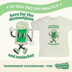 personagem retrô st. caneca de cerveja do Dia de São Patrício DOWNLOAD DIGITAL | travessuras e malarkey arquivo png de alta resolução, arquivos de sublimação, dtf, uvdtf