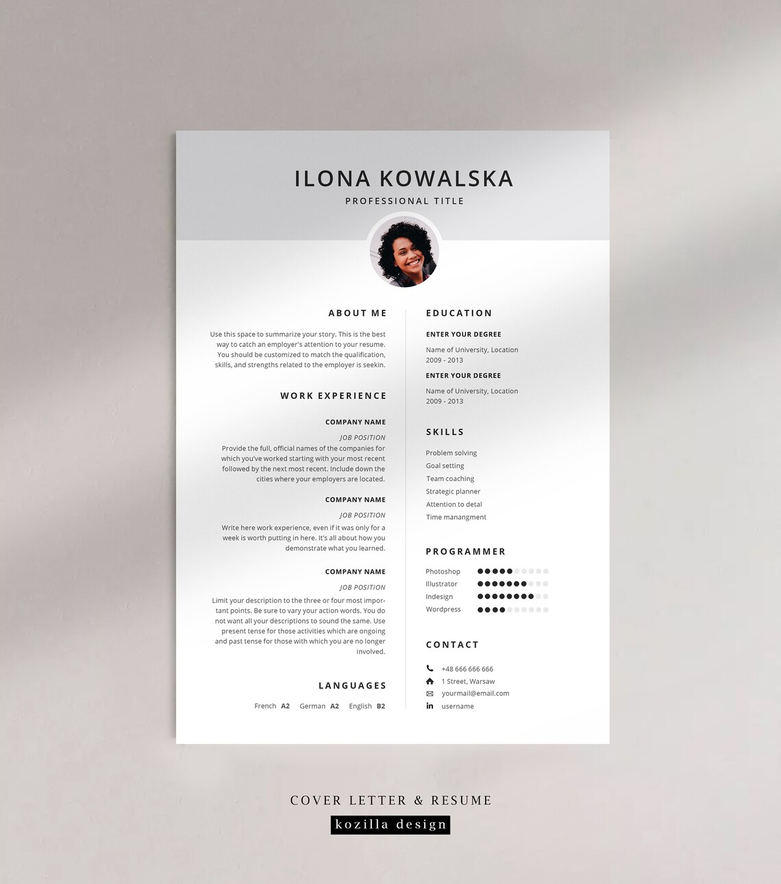 Professional Resume CV Modern Resume Resume Template Word Resume ...