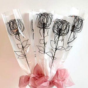 Single Rose Bouquet Gift For Valentine's Day / Handmade 3D Rose Wire Art / Gift-Ready Bouquet / Unique Gift for Anniversary & Birthday