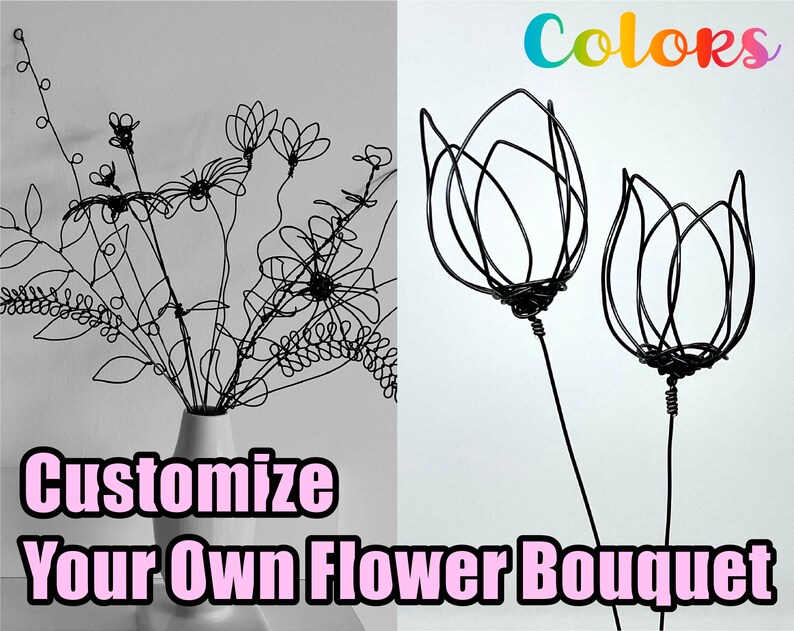 Wire Tulip single / Customize Flower Bouquet with your own Etsy