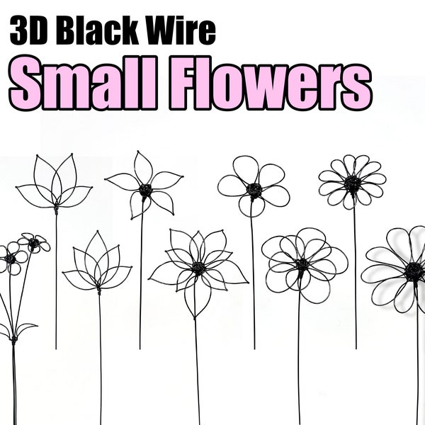 3D Wire Small Flowers / Handmade Delicate & Minimalistic Wire Art / Home decor / Vase Decors / Unique Gift / MinnieMadeNY