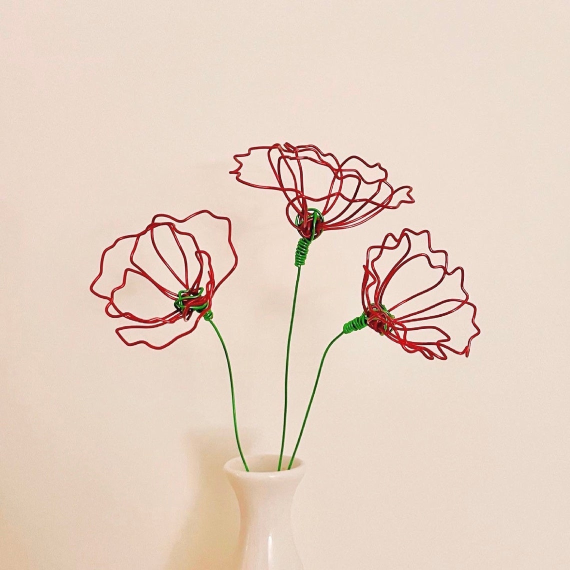 Handmade colored wire flowers / wire tulips / wire poppy Etsy