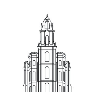 Manti Utah Temple Print, Line Art, Digital Print