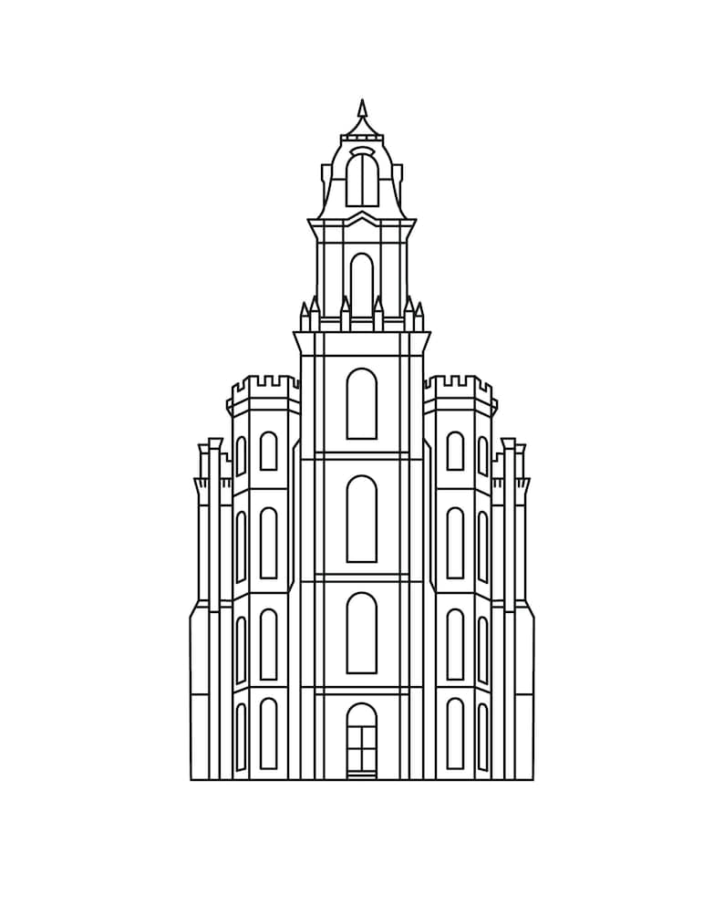 Manti Utah Temple Print, Line Art, Digital Print Etsy