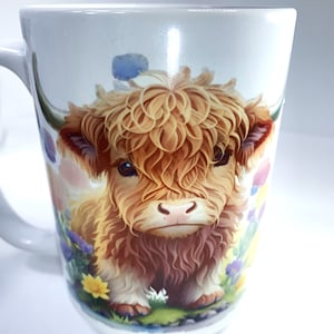 Highland baby cow coffee mug Highland cow gift coffee cup gift long haired cow cup gift for cow lovers gift for him her all occasion