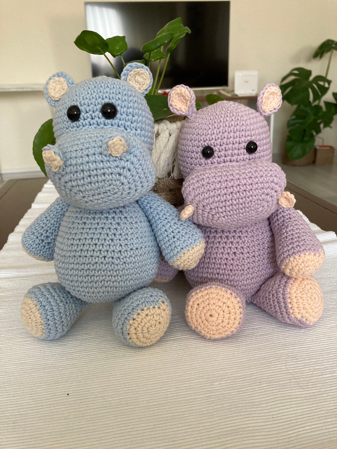Hand Knitted Hippo Amigurumi Stuffed Hippopotamus Organic Etsy