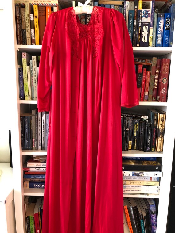 Size small Shadowline nylon red nightgown with rob