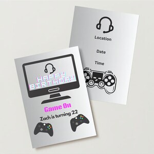 Video Game Birthday Party Invite Instant Download Canva Template