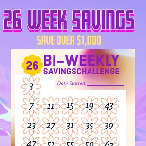 2022| 26 Week Bi-Weekly Savings Challenge | Save 1,378USD | Printable Money Tracker
