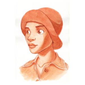 Retrato de acuarela personalizado dibujos animados monocromáticos