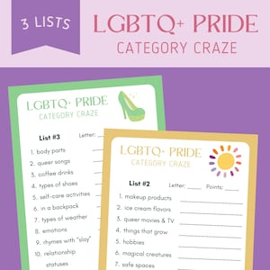 LGBTQ+ Pride Category Craze // Printable Party Game // Pride Month Celebration // Coming Out Day // GSA Club // Diversity Activity