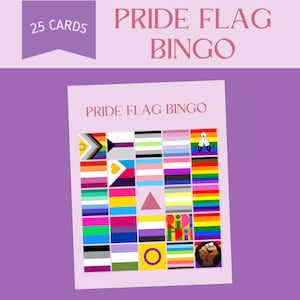 Pride Flag BINGO-afdrukbaar partyspel // Pride Month BINGO-kaarten // GSA Club // Diversity Activity // Genderqueer, niet-binair, lesbisch spel
