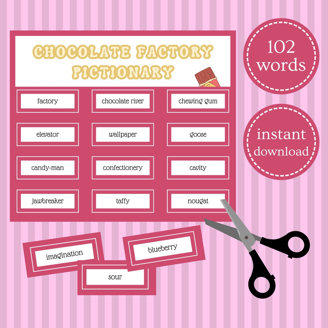 Chocolate Factory Pictionary // Printable Party Game // Family Etsy