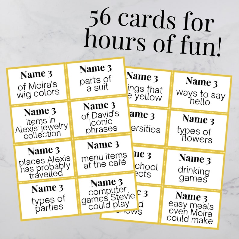 Schitt s Creek 5 Seconds Game Printable Birthday Party Etsy UK name-three-vocabulary-board-games-funglish