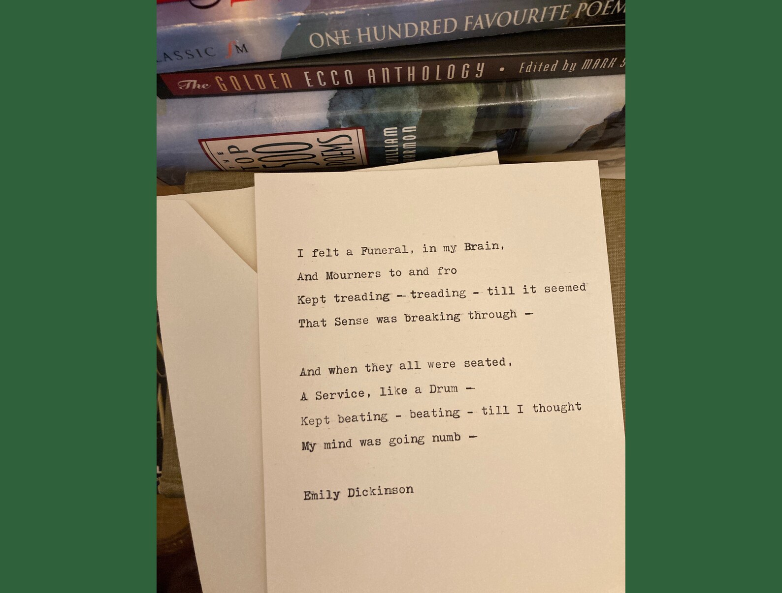 I Felt a Funeral in My Brain Emily Dickinson Poem // Flat Etsy UK