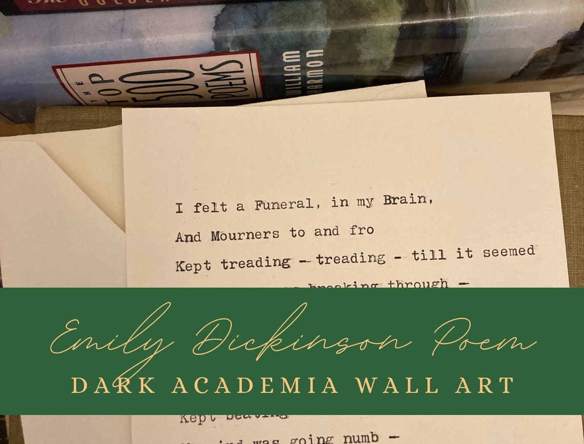 I Felt a Funeral in My Brain Emily Dickinson Poem // Flat Etsy UK