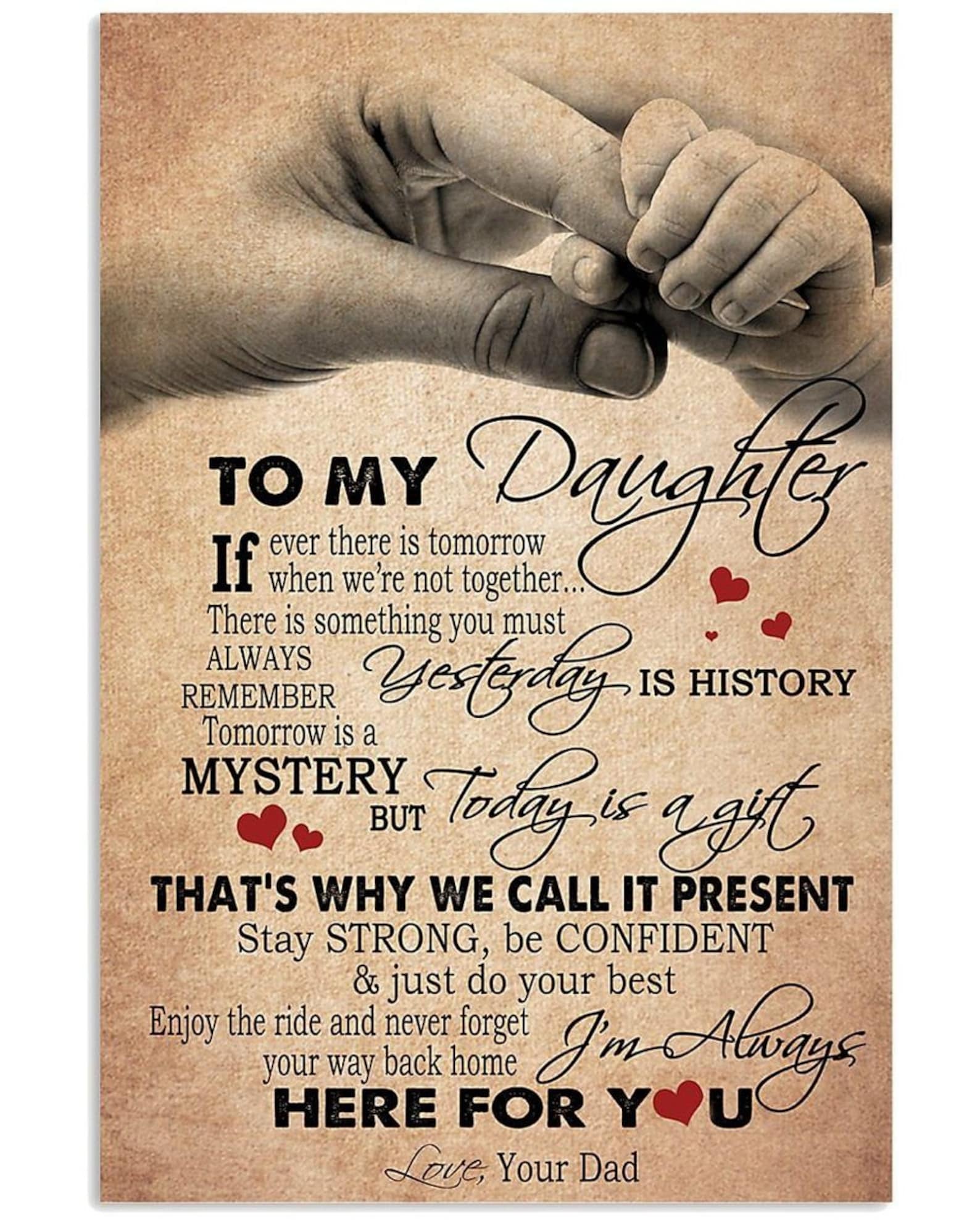 To My Daughter I Am Always Here For You Hand Poster Canvas Etsy