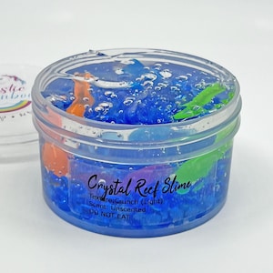 Crystal Reef Light Crunch Slime, Clear Texture Unscented Aquarium Slime, ASMR Sensory Toy