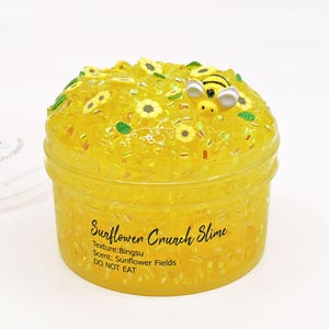 Sunflower Crunch Slime, Bee Bingsu Fishbowl Slime, ASMR Stress Relief, Sensory Toy