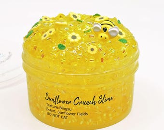 Sunflower Crunch Slime, Bee Bingsu Fishbowl Slime, ASMR Stress Relief, Sensory Toy