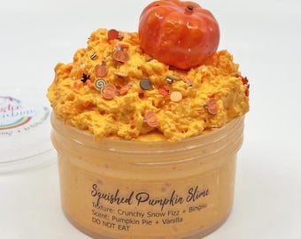 Squished Pumpkin Crunchy Slime, Snow Fizz, Bingsu, Christmas Gift, Slime Shop Artistic Rainbow