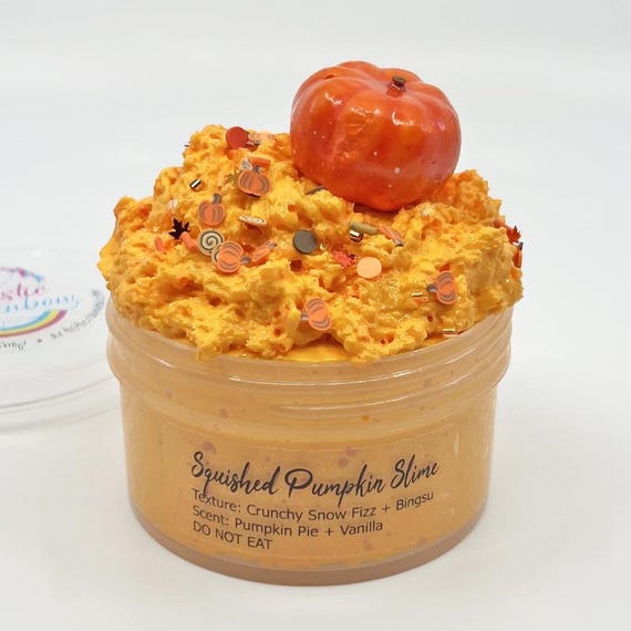 Squished Pumpkin Crunchy Slime, Snow Fizz, Bingsu, Christmas Gift, Slime Shop Artistic Rainbow