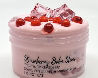 Strawberry Boba Thick Glossy Scented Slime