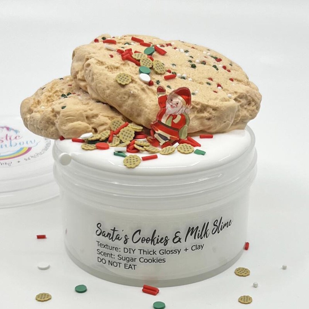 Santas Cookies and Milk DIY Slime, Thick Glossy Clay Slime, Christmas ...
