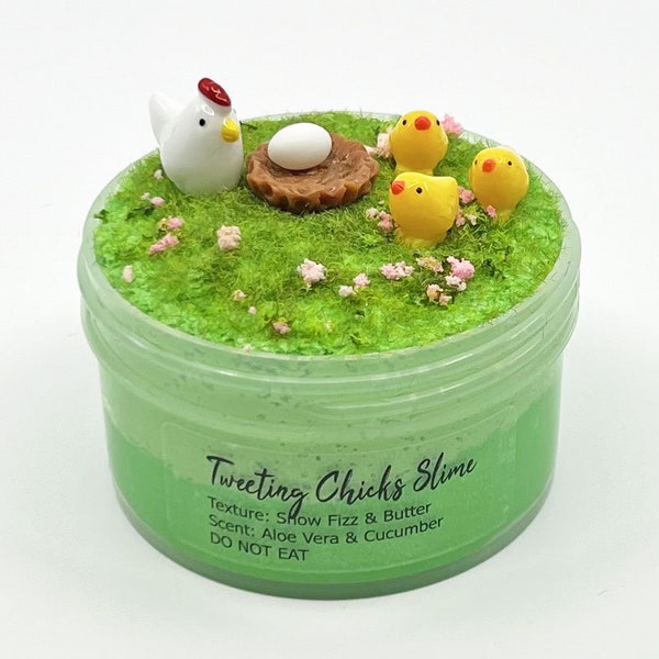 Twitting Chicks Snow Fizz Butter Slime, Arc-en-ciel artistique, Boutique de slime, Slime croustillant, Pâques, Printemps