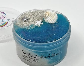 Sunset in the Beach Icee Sand Clear Slime, Pina Colada Scented Slime Shop Artistic Rainbow